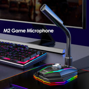 USB Sound Card RGB Microphone Mic With Speaker